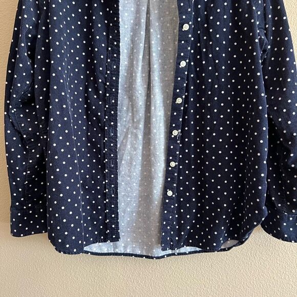 LOFT Navy Polka Dot Corduroy Shirt - Picture 2 of 8